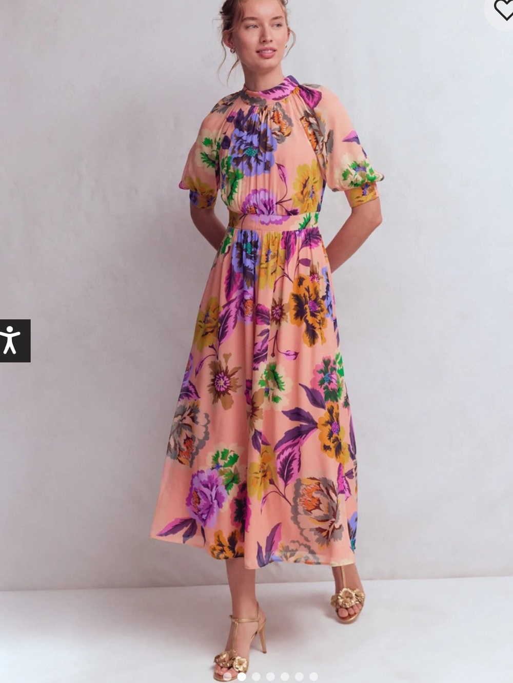 Boden High Neck Blouson Sleeve Dress 10 Regular NWT Multi Opulent Blossom floral